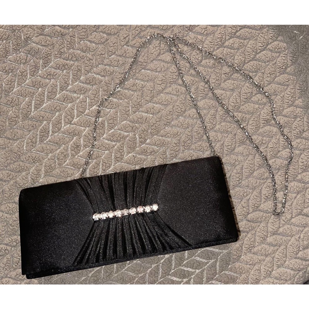 Black elegant Clutch/purse sequins ruffle with rhinestones